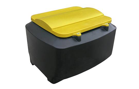 Large bin cube bin with yellow lid