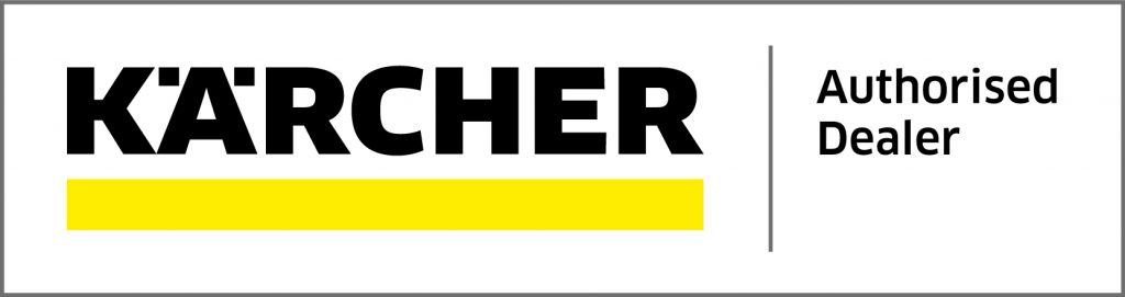 Karcher authorised dealerLogo in black font with thick yellow line underlining